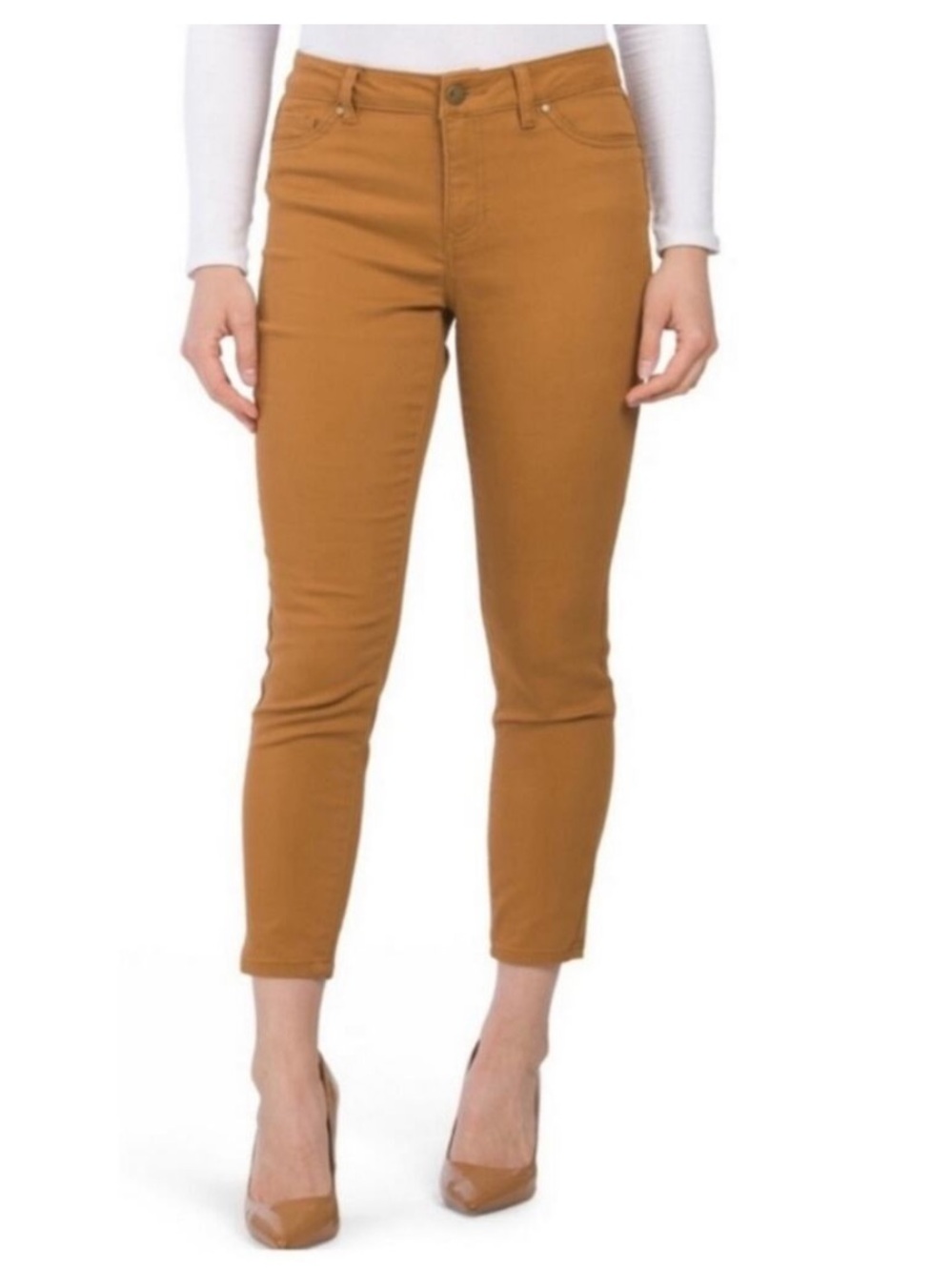 Ag Adriano Goldschmied Prima Mid rise cigarette Cropped Skinny Jeans in Mustard